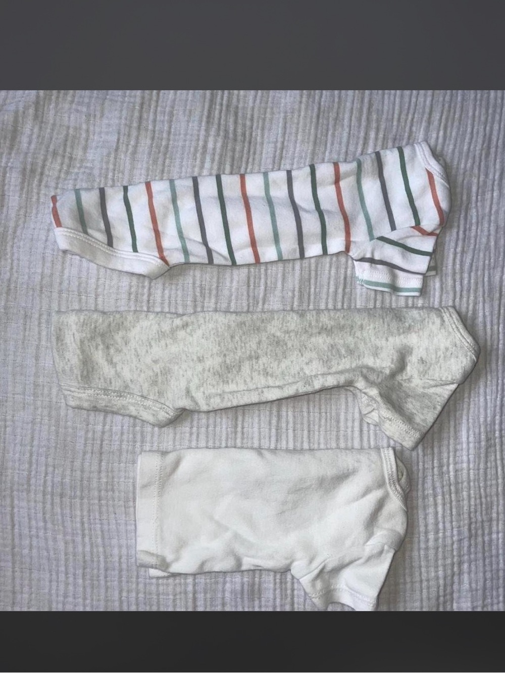 Set of 3 Baby Boy Bodysuit Onesies — Stripe, Heather Gray, White